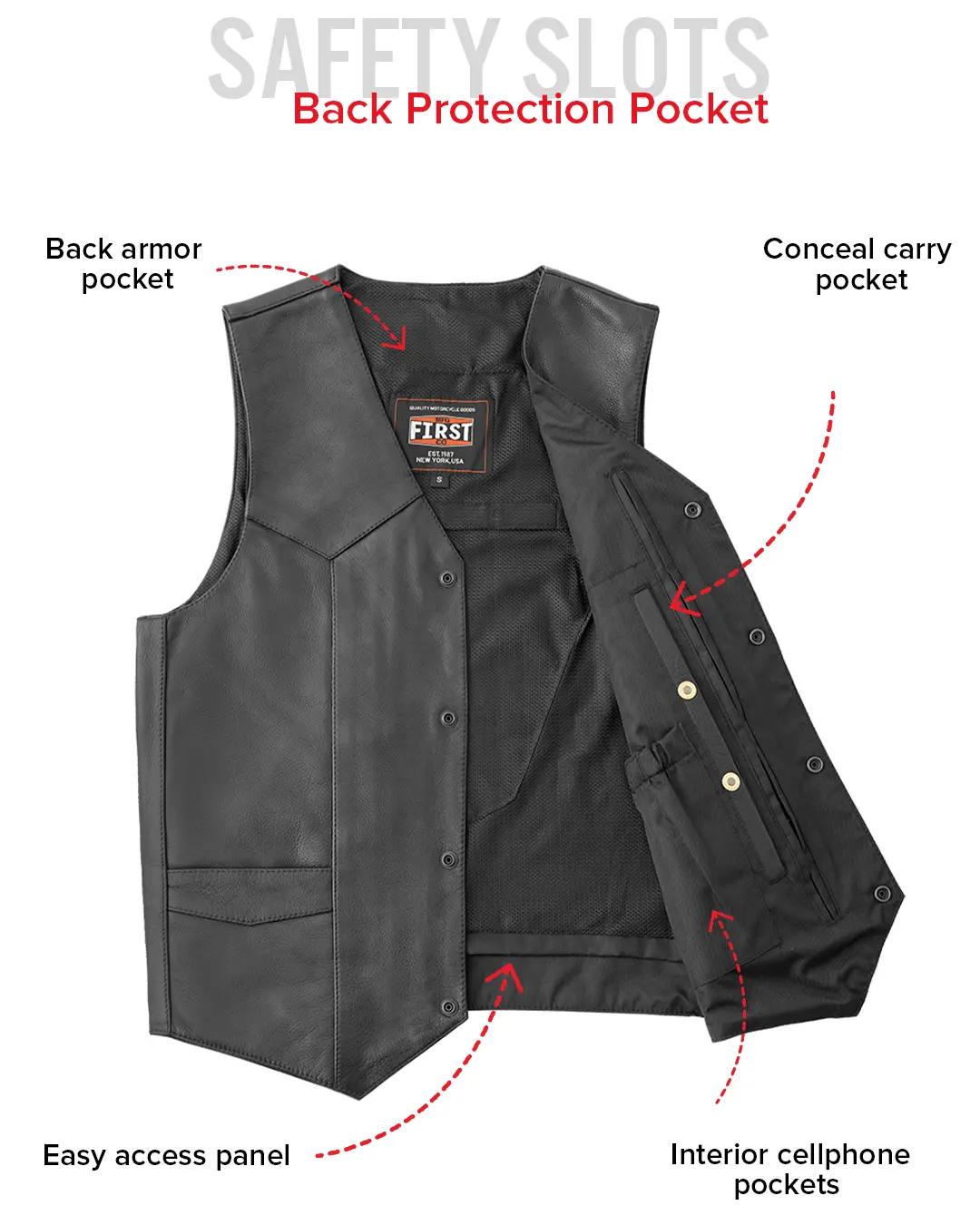 Texan Men's Motorcycle Western Style Leather Vest