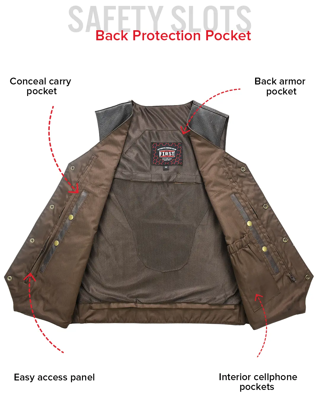 Texan Men's Motorcycle Western Style Leather Vest