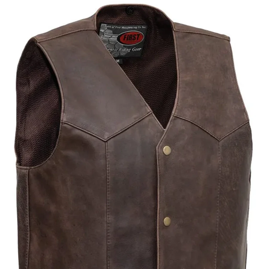 Texan Men's Motorcycle Western Style Leather Vest