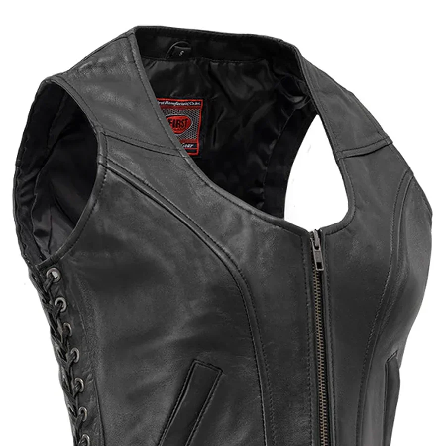 7979-raven-women-s-motorcycle-leather-vest-4.webp Raven Women's Motorcycle Leather Vest