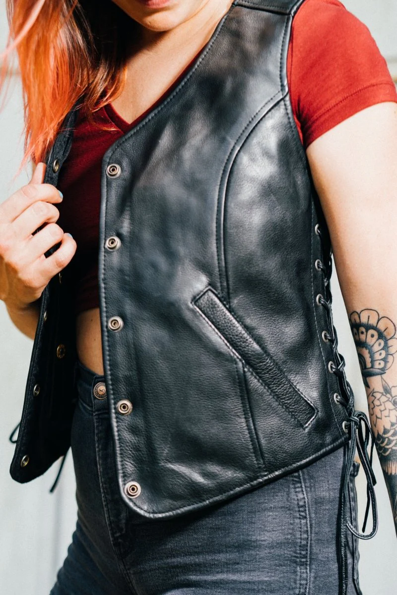 8001-honey-badger-women-s-motorcycle-leather-vest-3.webp Honey Badger Women's Motorcycle Leather Vest
