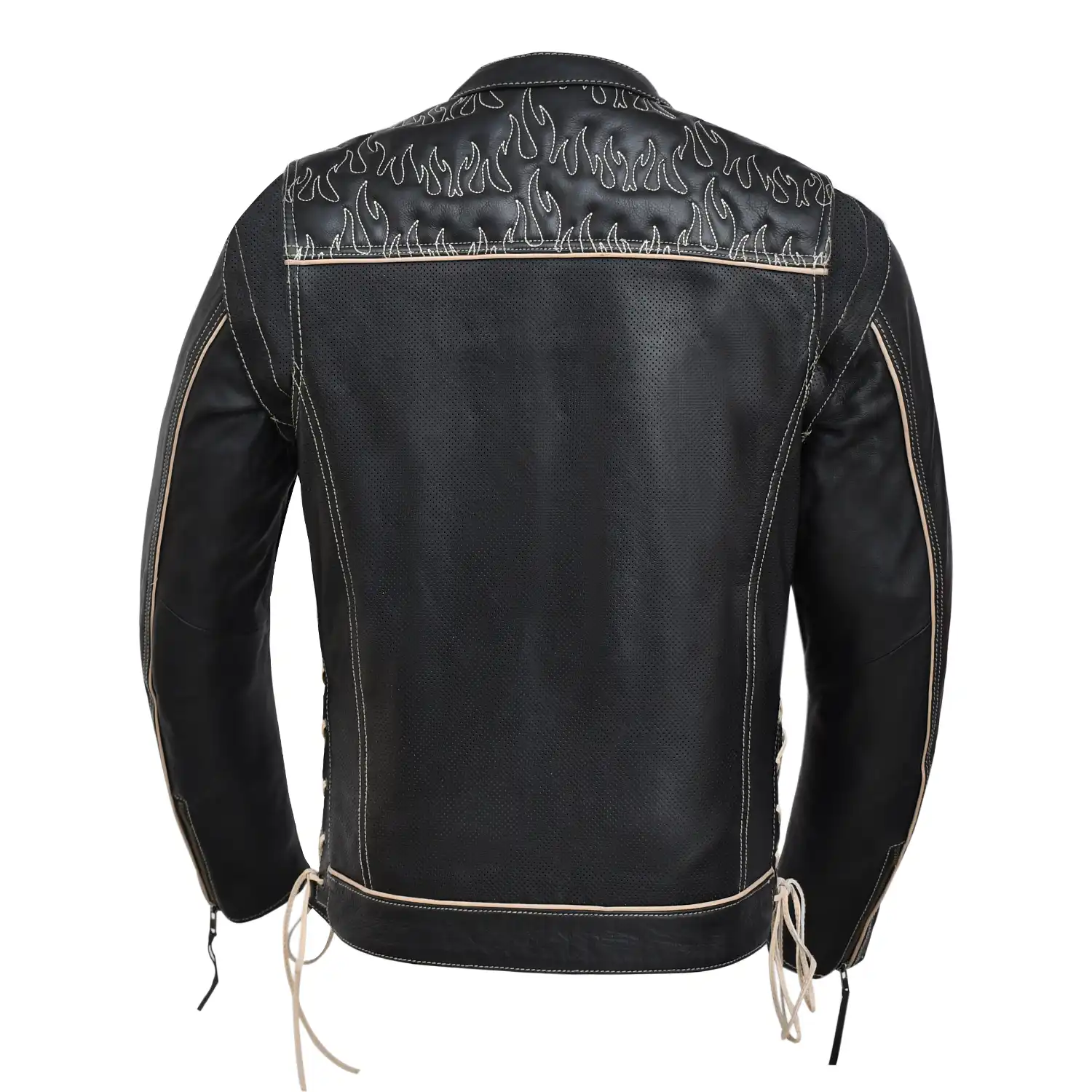 Wildfire Rouge Mens Motorcycle Leather Jacket (Oil Sand/Black)