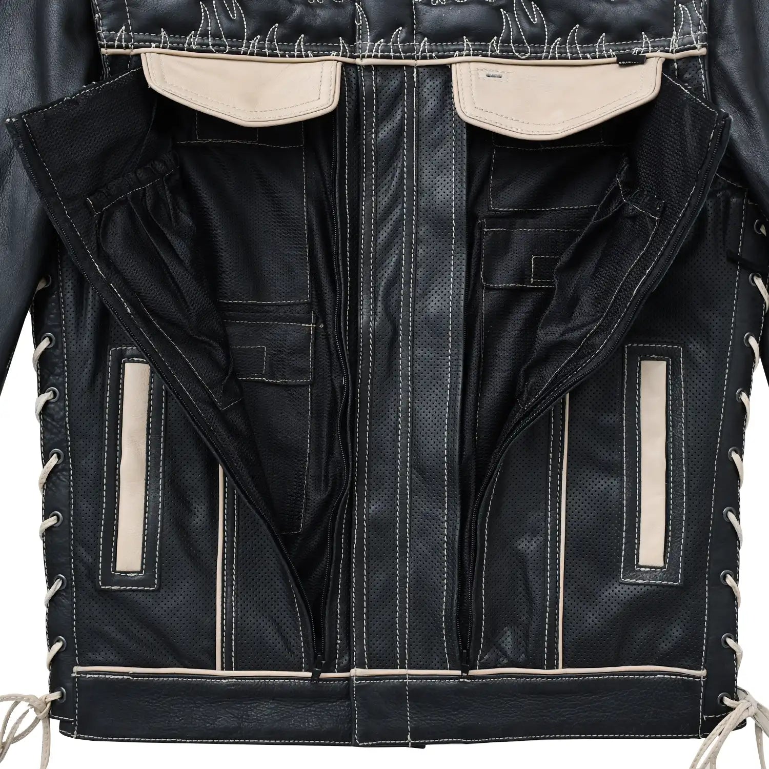 Wildfire Rouge Mens Motorcycle Leather Jacket (Oil Sand/Black)