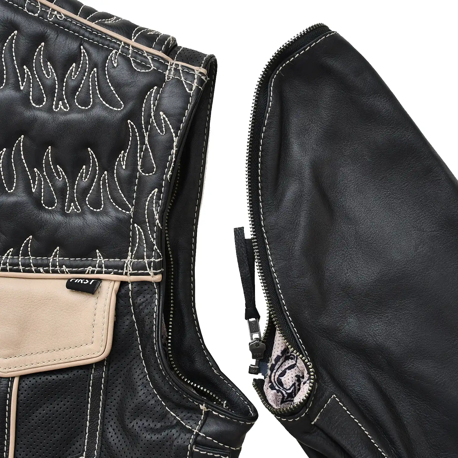 Wildfire Rouge Mens Motorcycle Leather Jacket (Oil Sand/Black)