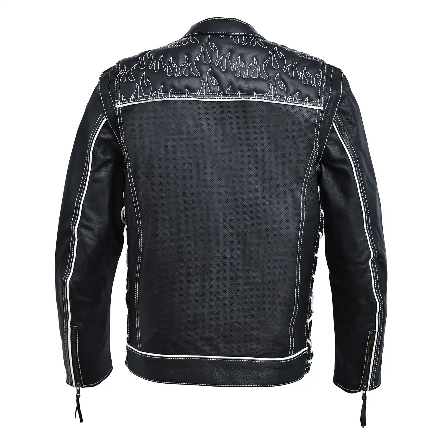 Wildfire Rouge Mens Motorcycle Leather Jacket (Black/White)