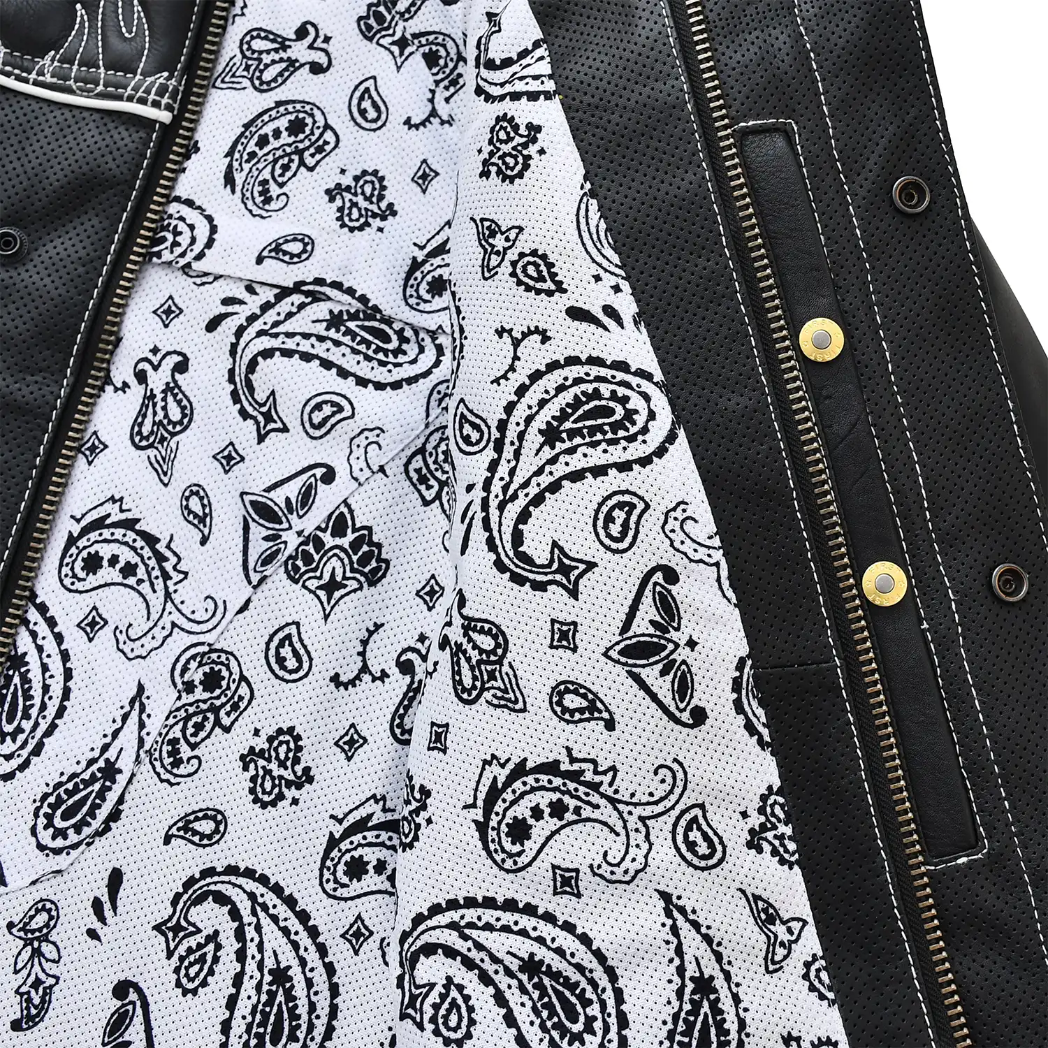 Wildfire Rouge Mens Motorcycle Leather Jacket (Black/White)