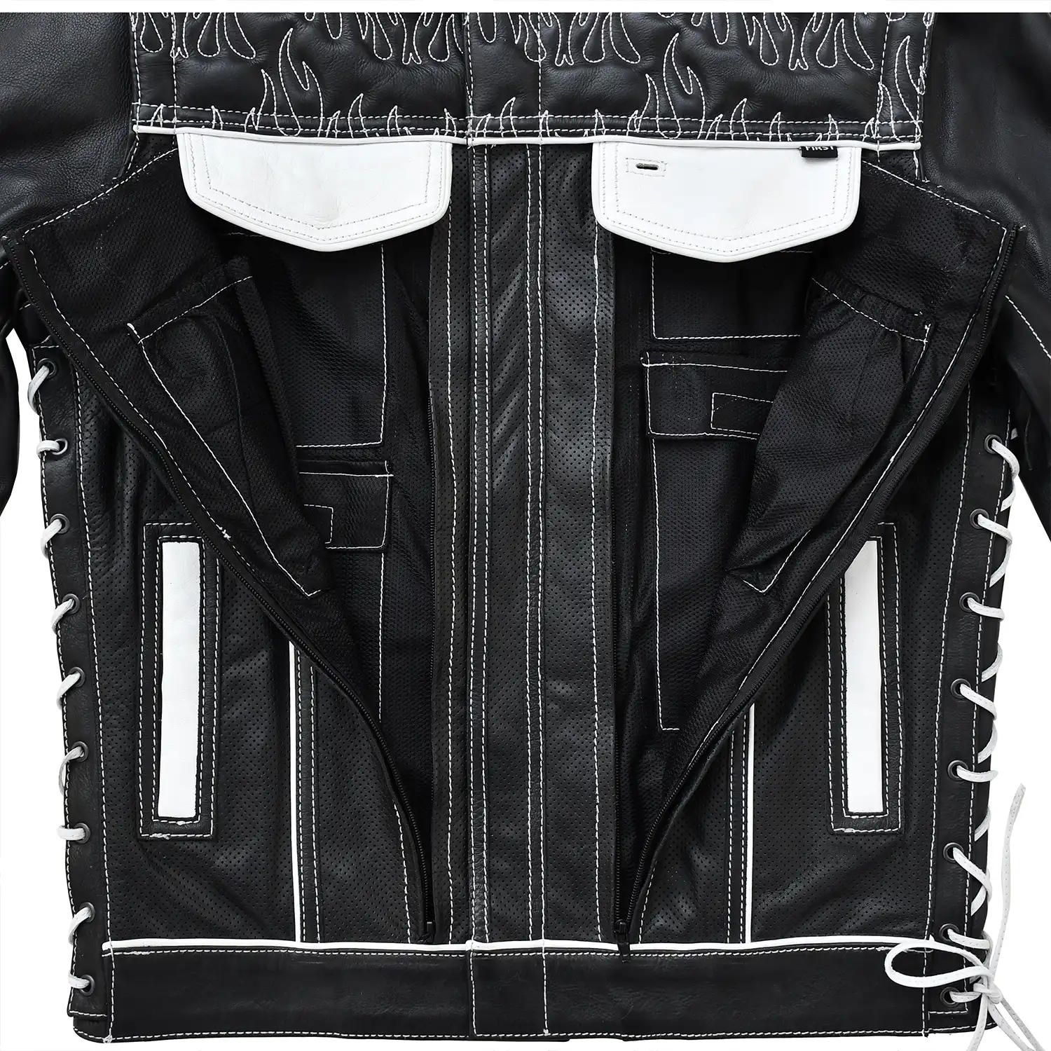 Wildfire Rouge Mens Motorcycle Leather Jacket (Black/White)