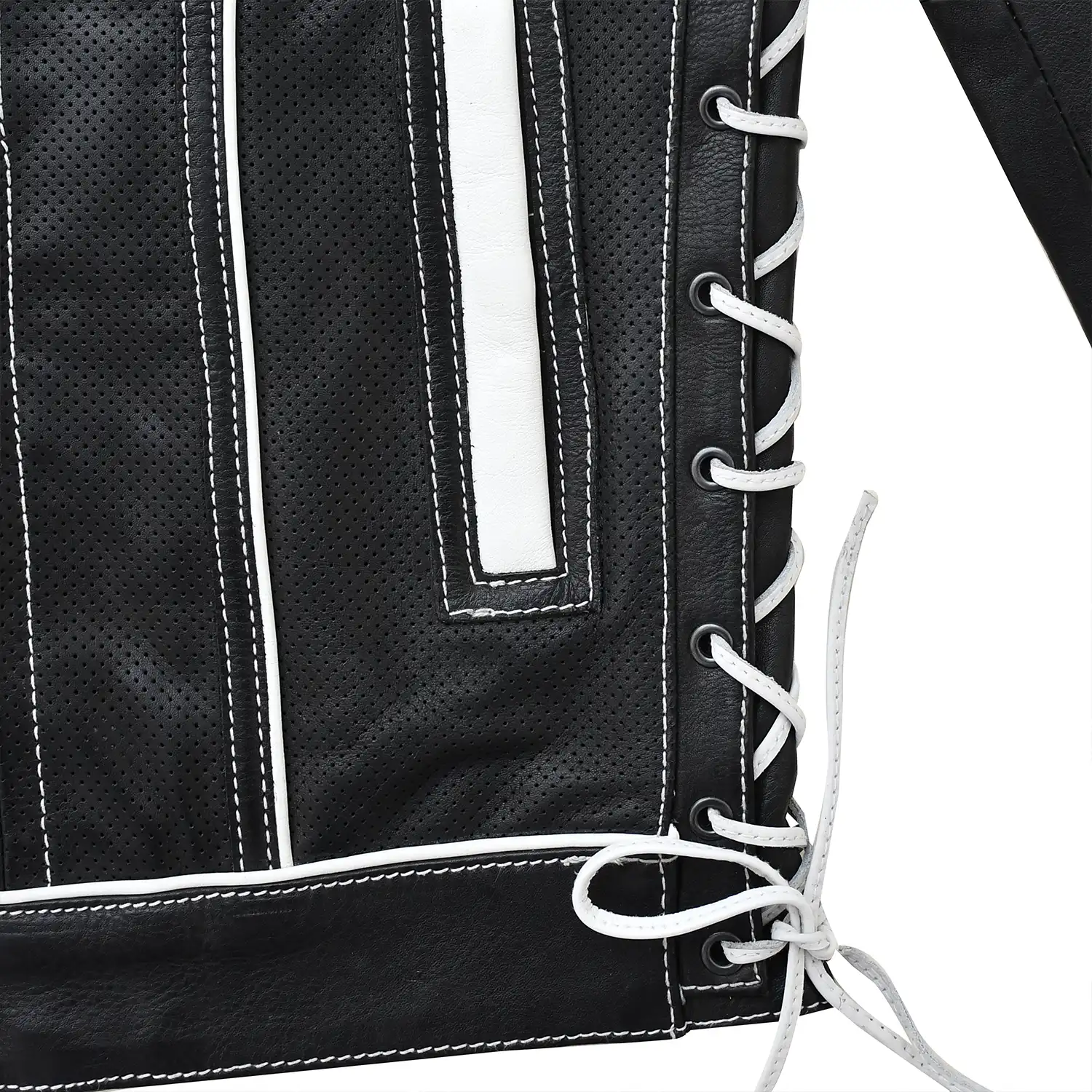 Wildfire Rouge Mens Motorcycle Leather Jacket (Black/White)