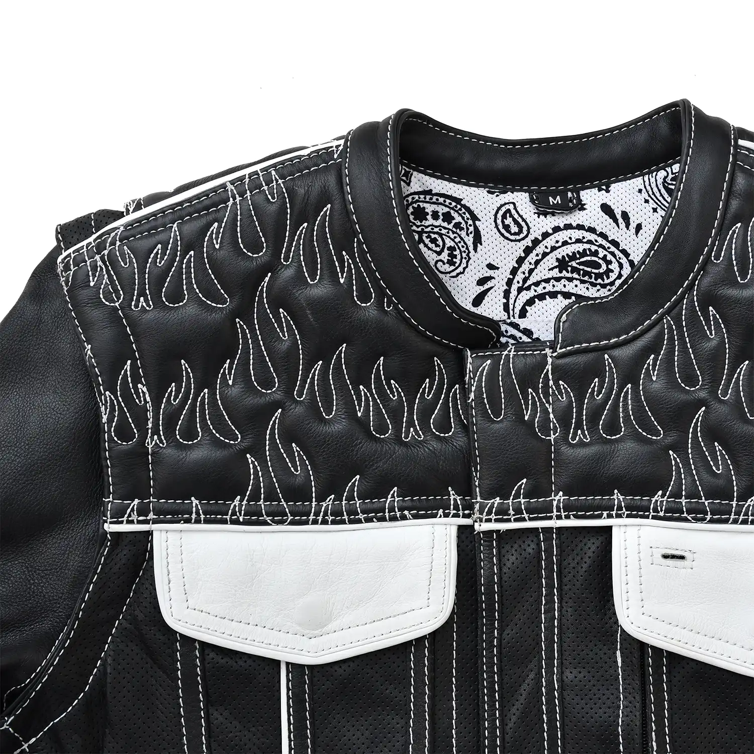 Wildfire Rouge Mens Motorcycle Leather Jacket (Black/White)