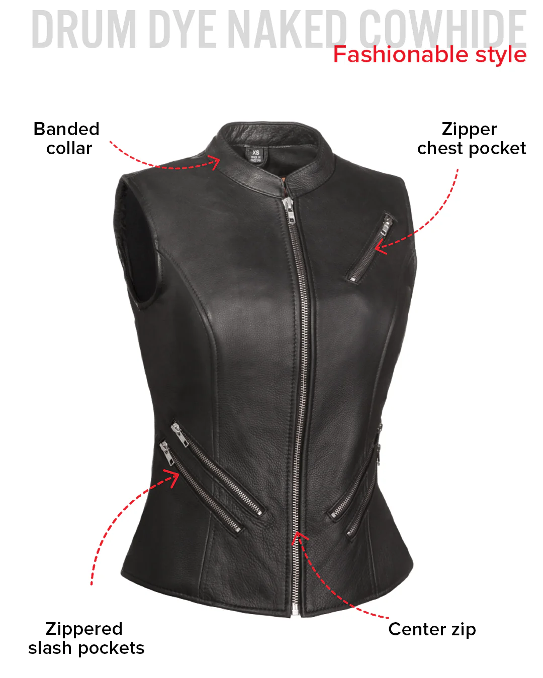 Fairmont Women's Motorcycle Leather Vest