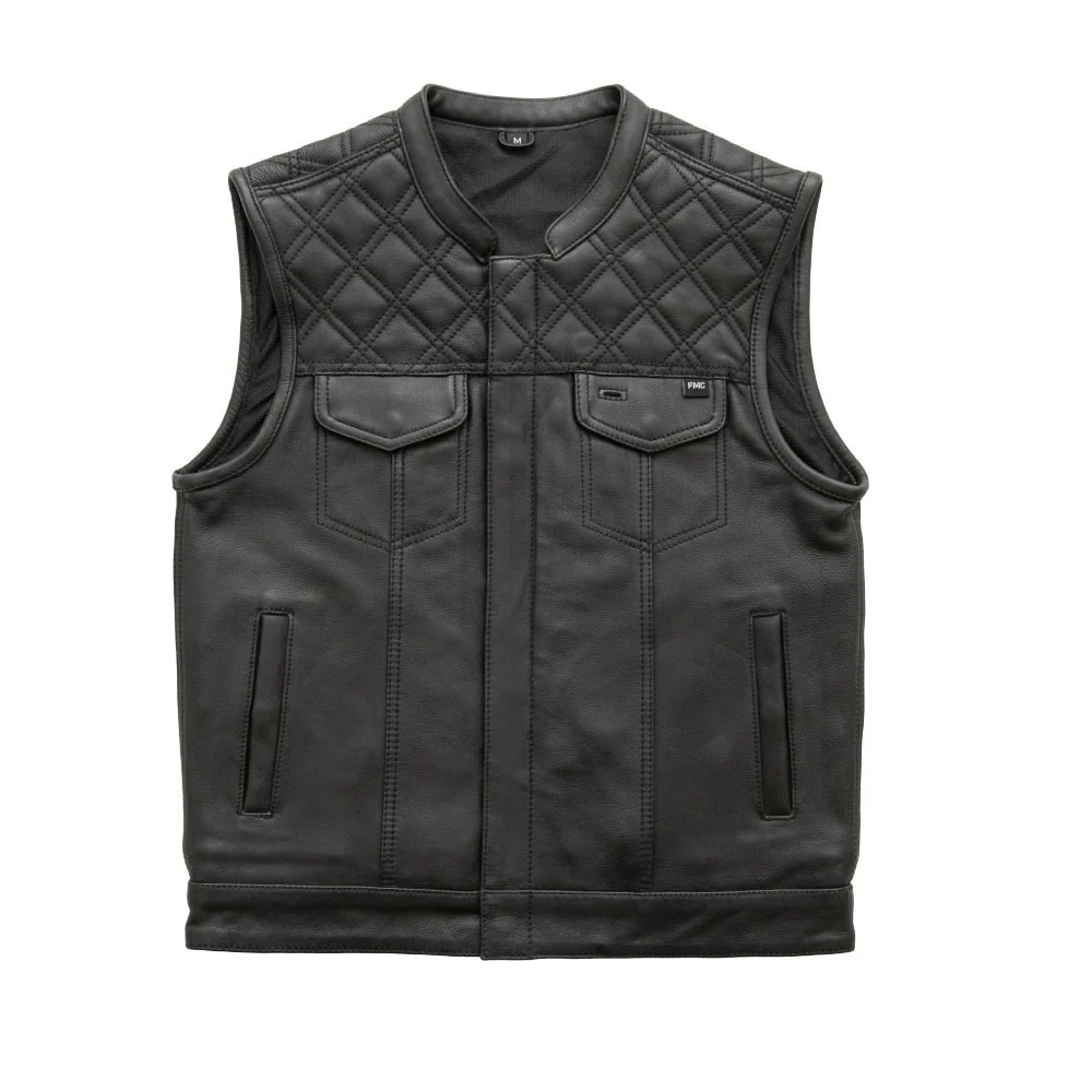 Whaler Black - Men's Club Style Leather Vest (Limited Edition)