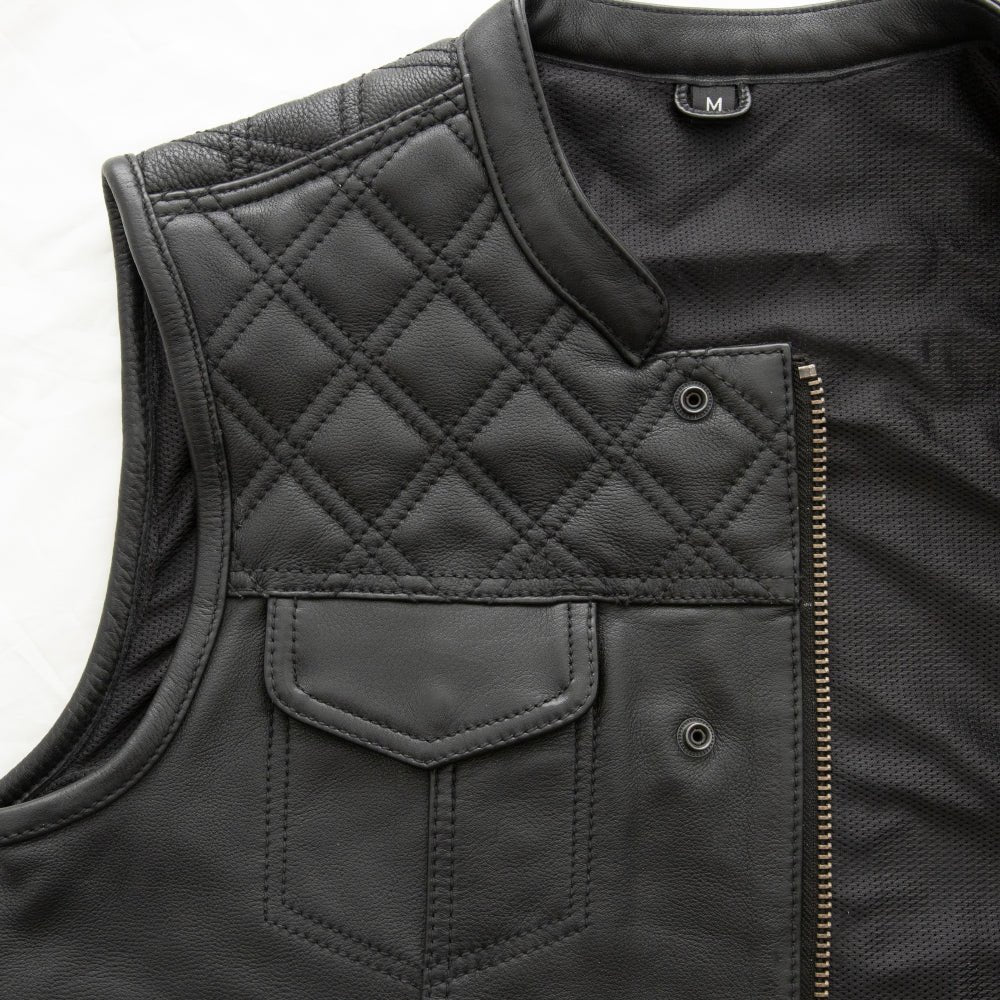 Whaler Black - Men's Club Style Leather Vest (Limited Edition)
