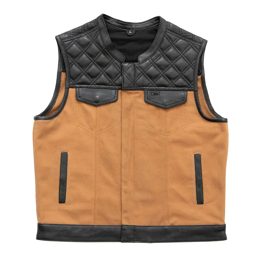 8234-hunt-club-black-stitch-leather-canvas-motorcycle-vest-1.webp Hunt Club - Black Stitch - Leather/Canvas Motorcycle Vest