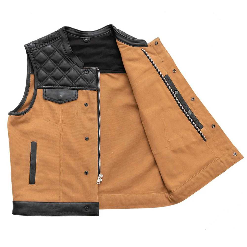 8234-hunt-club-black-stitch-leather-canvas-motorcycle-vest-2.webp Hunt Club - Black Stitch - Leather/Canvas Motorcycle Vest