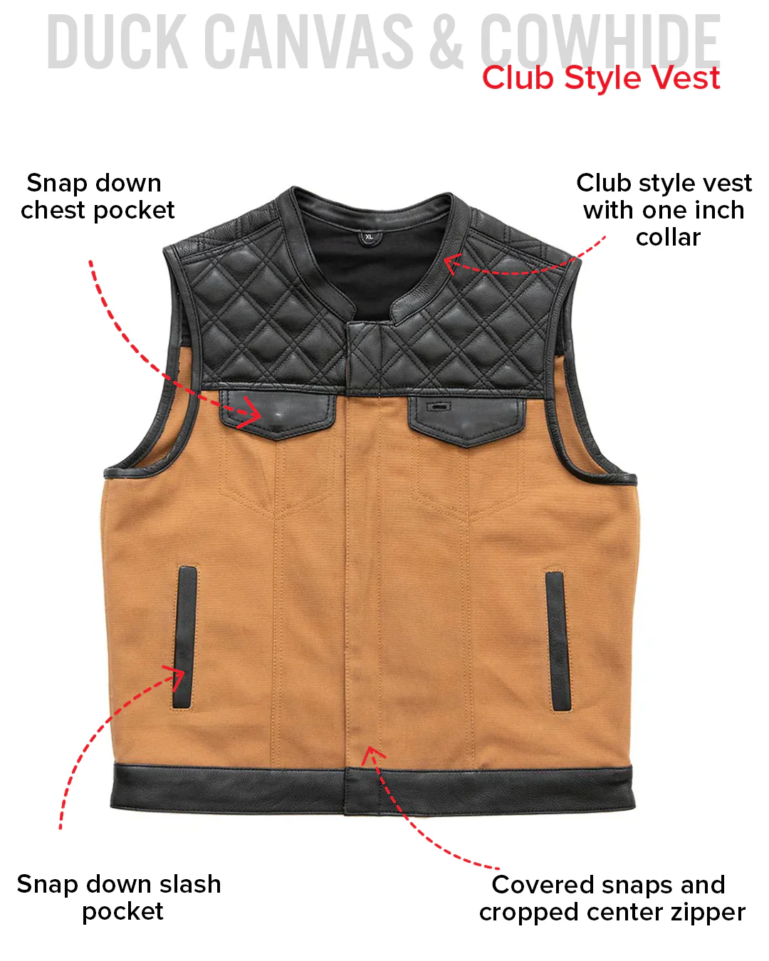 8234-hunt-club-black-stitch-leather-canvas-motorcycle-vest-3.webp Hunt Club - Black Stitch - Leather/Canvas Motorcycle Vest