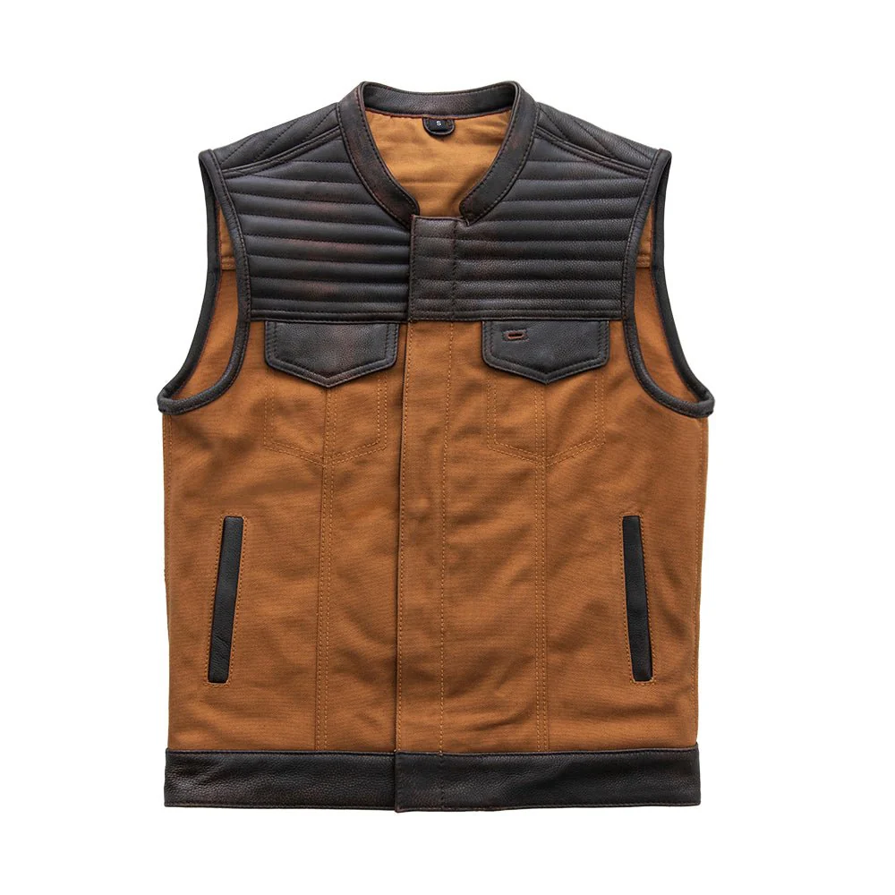 Bison - Men's Leather / Canvas Motorcycle Vest - Limited Edition