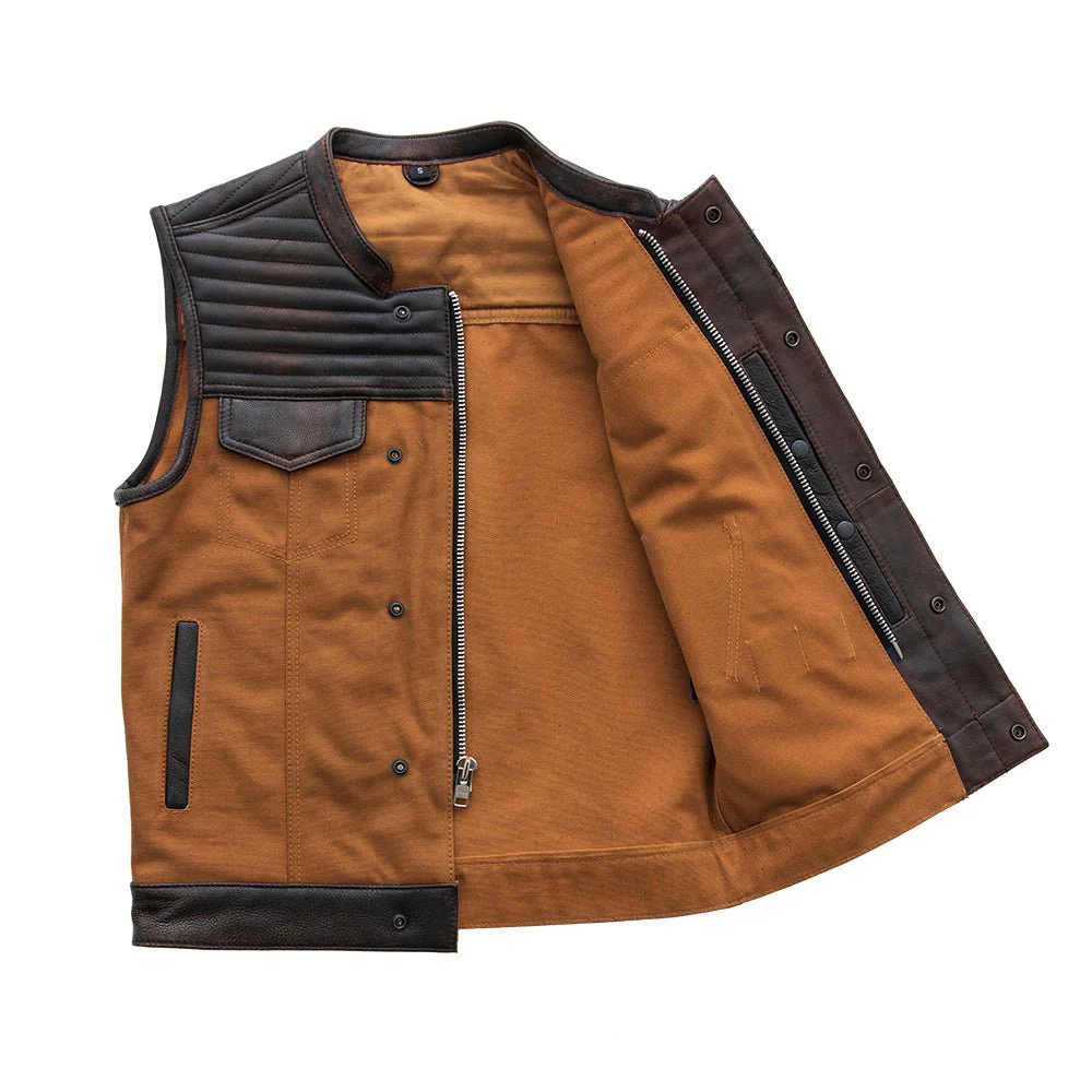 8263-bison-men-s-leather-canvas-motorcycle-vest-limited-edition-3.webp Bison - Men's Leather / Canvas Motorcycle Vest - Limited Edition