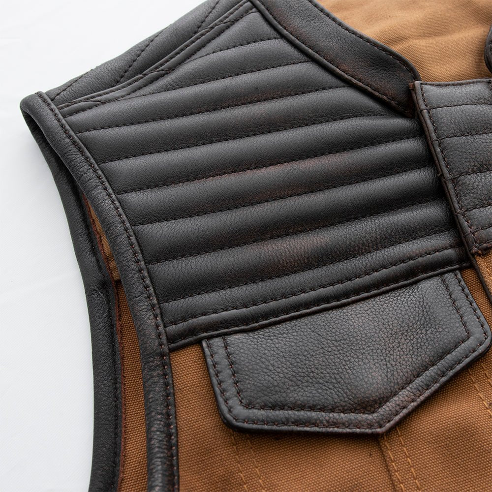 8263-bison-men-s-leather-canvas-motorcycle-vest-limited-edition-4.jpg Bison - Men's Leather / Canvas Motorcycle Vest - Limited Edition