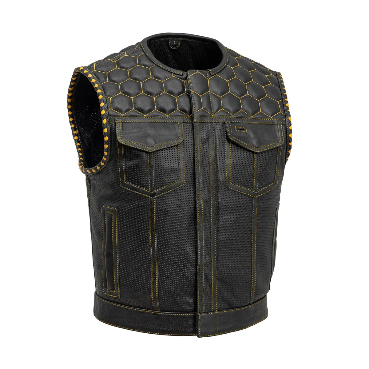 908-lowside-hornet-perforated-men-s-club-style-leather-vest-1.jpg Lowside Hornet Perforated Men's Club Style Leather Vest